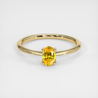 0.51 Ct. Orangish Yellow Sapphire Ring, 18K Yellow Gold 1