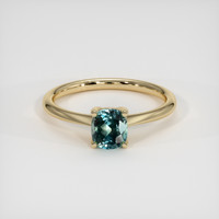 0.99 Ct. Greenish Blue Sapphire Ring, 18K Yellow Gold 1