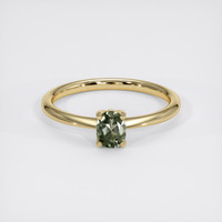 0.62 Ct. Green Sapphire Ring, 18K Yellow Gold 1