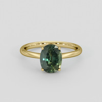 3.34 Ct. Green Sapphire Ring, 18K Yellow Gold 1