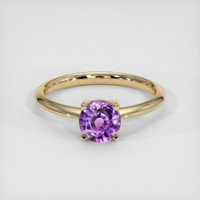 0.84 Ct. Pinkish Purple Sapphire Ring, 18K Yellow Gold 1
