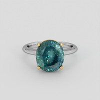 6.96 Ct. Bluish Green Sapphire Ring, 18K Yellow & White 1