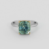 4.50 Ct. Bluish Green Sapphire Ring, 18K Yellow & White 1