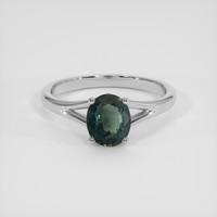 1.30 Ct. Green Sapphire Ring, Platinum 950 1