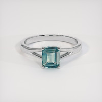 1.15 Ct. Greenish Blue Sapphire Ring, Platinum 950 1