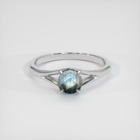0.69 Ct. Greenish Blue Sapphire Ring, Platinum 950 1