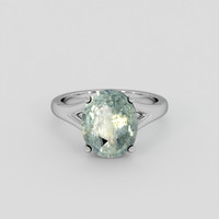 4.70 Ct. Bluish Green Sapphire Ring, 14K White Gold 1