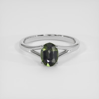 1.09 Ct. Green Sapphire Ring, 14K White Gold 1