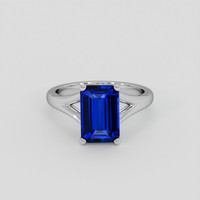 3.04 Ct. Blue Sapphire Ring, 14K White Gold 1