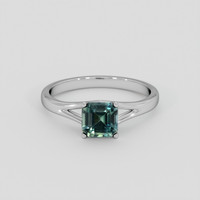 1.36 Ct. Bluish Green Sapphire Ring, 14K White Gold 1