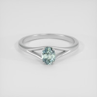 0.80 Ct. Bluish Green Sapphire Ring, 14K White Gold 1