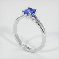 0.75 Ct. Blue Sapphire Ring, 18K White Gold 2