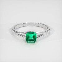 0.55 Ct. Emerald Ring, 18K White Gold 1