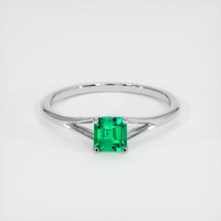 0.52 Ct. Emerald Ring, 18K White Gold 1