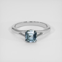 1.01 Ct. Bluish Green Sapphire Ring, 18K White Gold 1