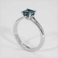 1.01 Ct. Bluish Green Sapphire Ring, 18K White Gold 2