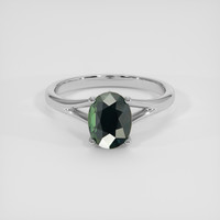 2.21 Ct. Green Sapphire Ring, 18K White Gold 1