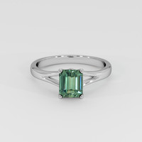 2.62 Ct. Bluish Green Sapphire Ring, 18K White Gold 1