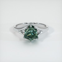 2.44 Ct. Bluish Green Sapphire Ring, 18K White Gold 1