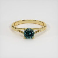 0.91 Ct. Greenish Blue Sapphire Ring, 14K Yellow Gold 1