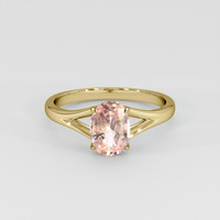 1.19 Ct. Peach Sapphire Ring, 14K Yellow Gold 1