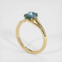 1.02 Ct. Greenish Blue Sapphire Ring, 14K Yellow Gold 2