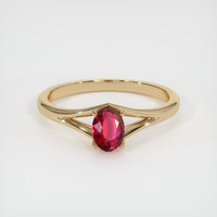 0.63 Ct. Ruby Ring, 18K Yellow Gold 1