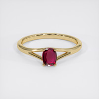 0.71 Ct. Ruby Ring, 18K Yellow Gold 1