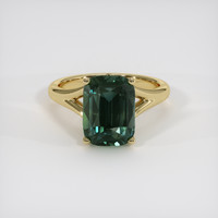 5.18 Ct. Bluish Green Sapphire Ring, 18K Yellow Gold 1