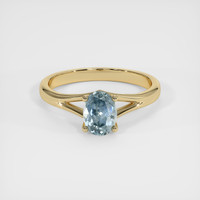 1.16 Ct. Greenish Blue Sapphire Ring, 18K Yellow Gold 1