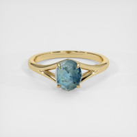 1.02 Ct. Greenish Blue Sapphire Ring, 18K Yellow Gold 1