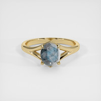 1.26 Ct. Greyish Blue Sapphire Ring, 18K Yellow Gold 1