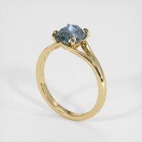 1.26 Ct. Greyish Blue Sapphire Ring, 18K Yellow Gold 2