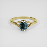 1.30 Ct. Bluish Green Sapphire Ring, 18K Yellow Gold 1