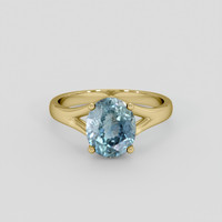 2.28 Ct. Greyish Blue Sapphire Ring, 18K Yellow Gold 1