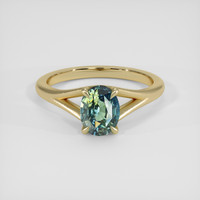 1.52 Ct. Bluish Green Sapphire Ring, 18K Yellow Gold 1