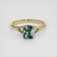 1.56 Ct. Bluish Green Sapphire Ring, 18K Yellow Gold 1