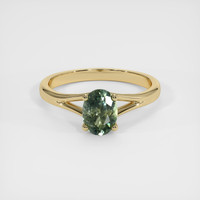 1.12 Ct. Green Sapphire Ring, 18K Yellow Gold 1