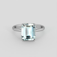 5.80 Ct. Bluish Green Aquamarine Ring, Platinum 950 1