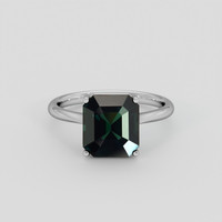 5.48 Ct. Bluish Green Sapphire Ring, Platinum 950 1