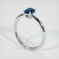 0.93 Ct. Greenish Blue Sapphire Ring, Platinum 950 2