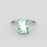 4.30 Ct. Bluish Green Aquamarine Ring, Silver 1