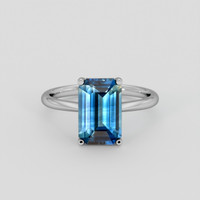 2.50 Ct. Greenish Blue Sapphire Ring, 10K White Gold 1