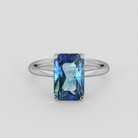 2.50 Ct. Greenish Blue Sapphire Ring, 10K White Gold 1