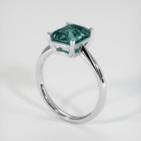 3.05 Ct. Bluish Green Sapphire Ring, 14K White Gold 2