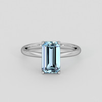 1.67 Ct. Blue Aquamarine Ring, 18K White Gold 1