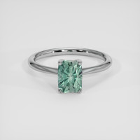 1.72 Ct. Bluish Green Sapphire Ring, 18K White Gold 1