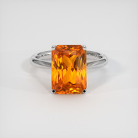 6.28 Ct. Orange Sapphire Ring, 18K White Gold 1