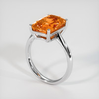 6.28 Ct. Orange Sapphire Ring, 18K White Gold 2