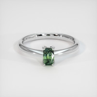 0.43 Ct. Green Sapphire Ring, 18K White Gold 1